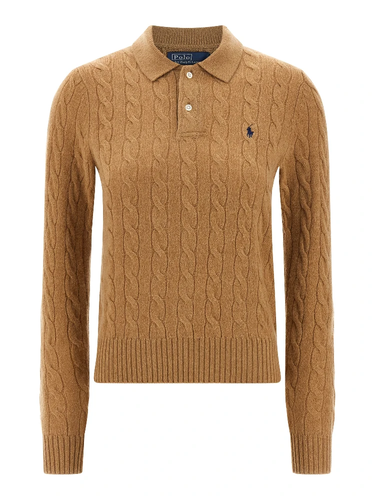 Beige Wool Polo Shirt