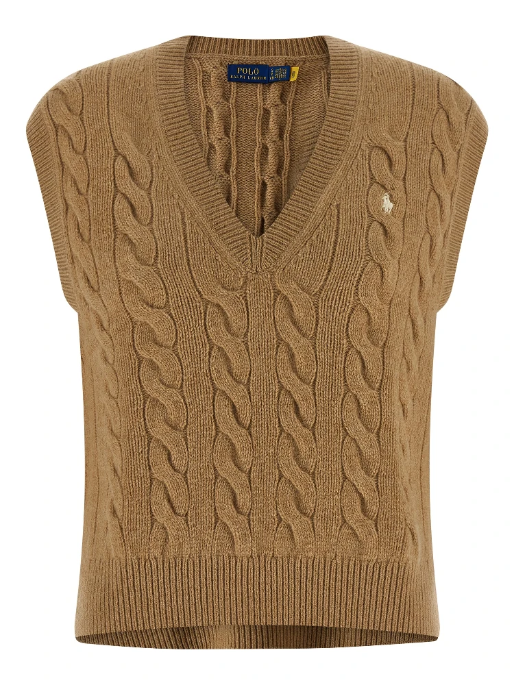 Beige Wool Sleeveless Jacket