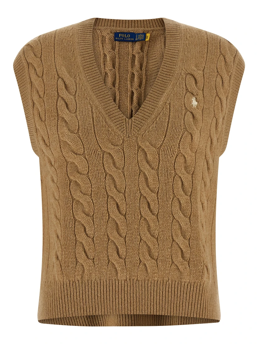 Beige Wool Sleeveless Jacket