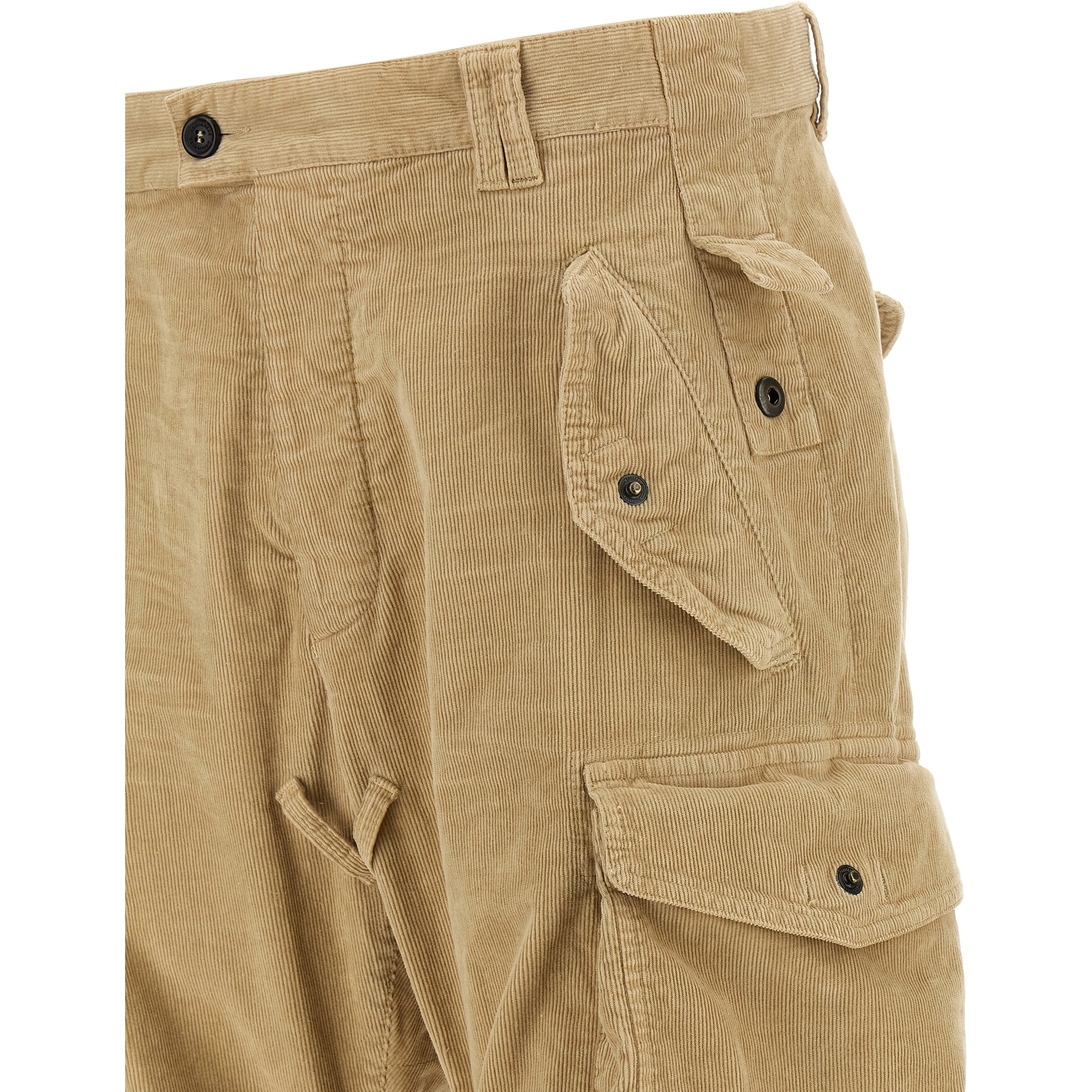 Beige Cotton Cargo Pants