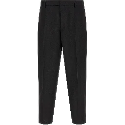 Black Virgin Wool Cropped Pants