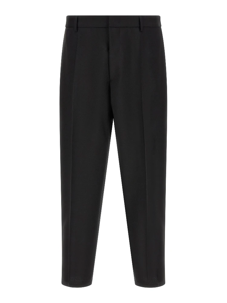Black Virgin Wool Cropped Pants