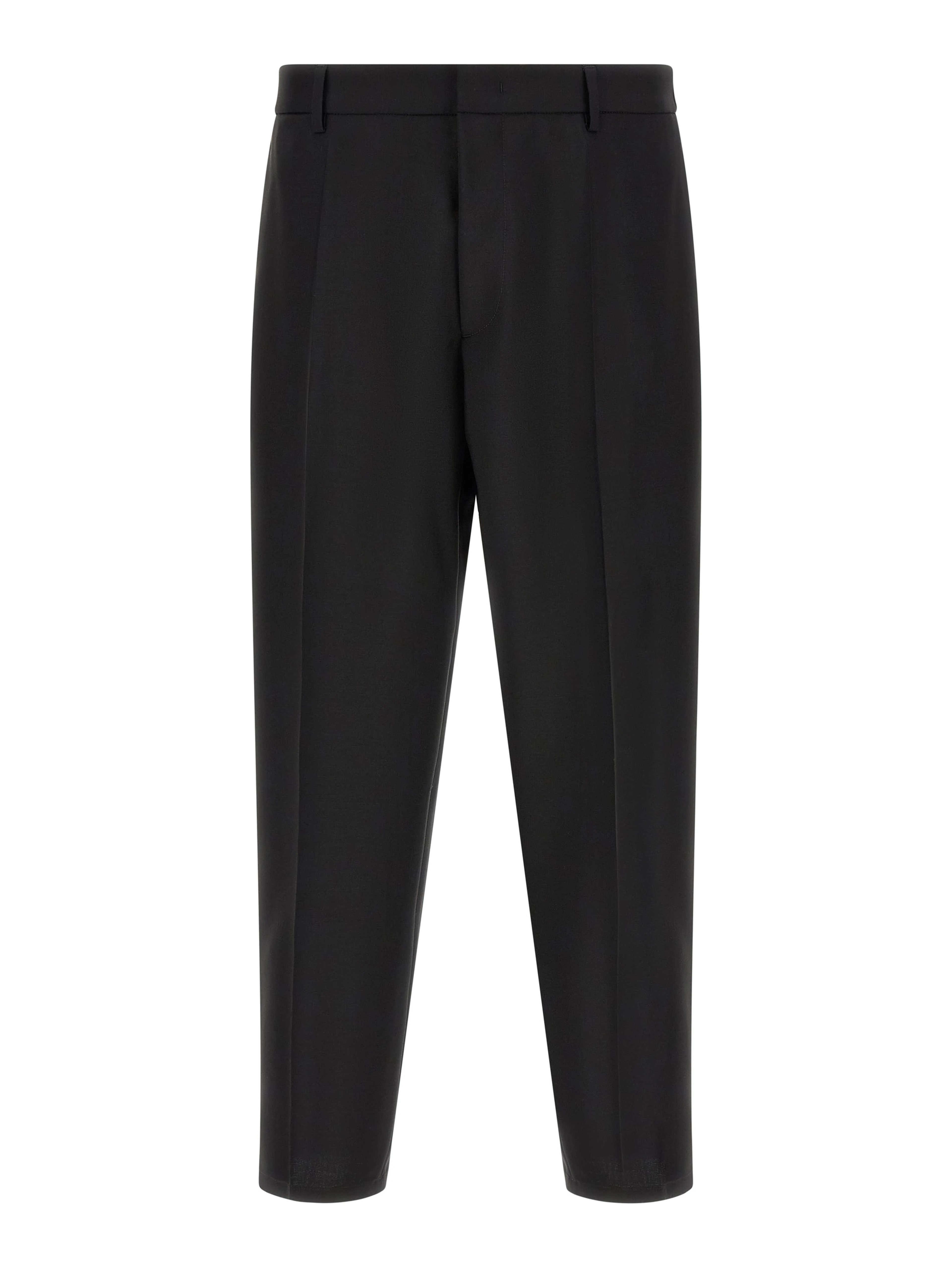 Black Virgin Wool Cropped Pants