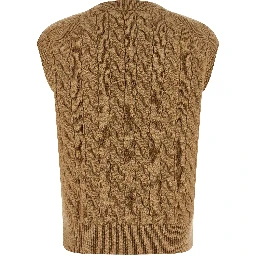 Beige Wool Sleeveless Jacket