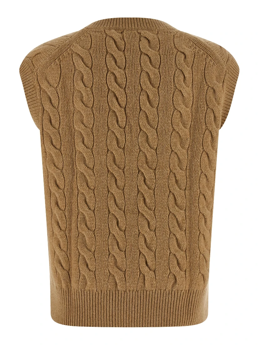 Beige Wool Sleeveless Jacket