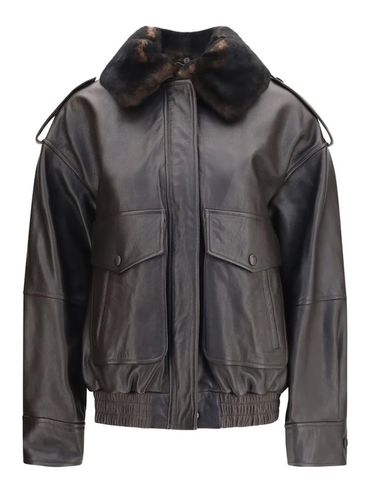 Brown Calf Leather Bos Taurus Bomber