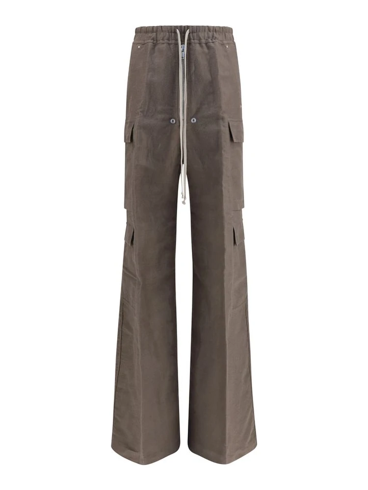 Gray Ramie Cargo Pants