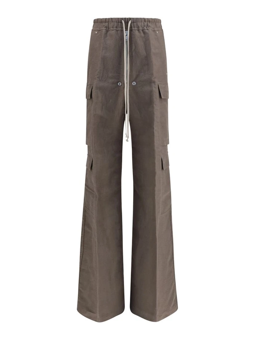 Gray Ramie Cargo Pants