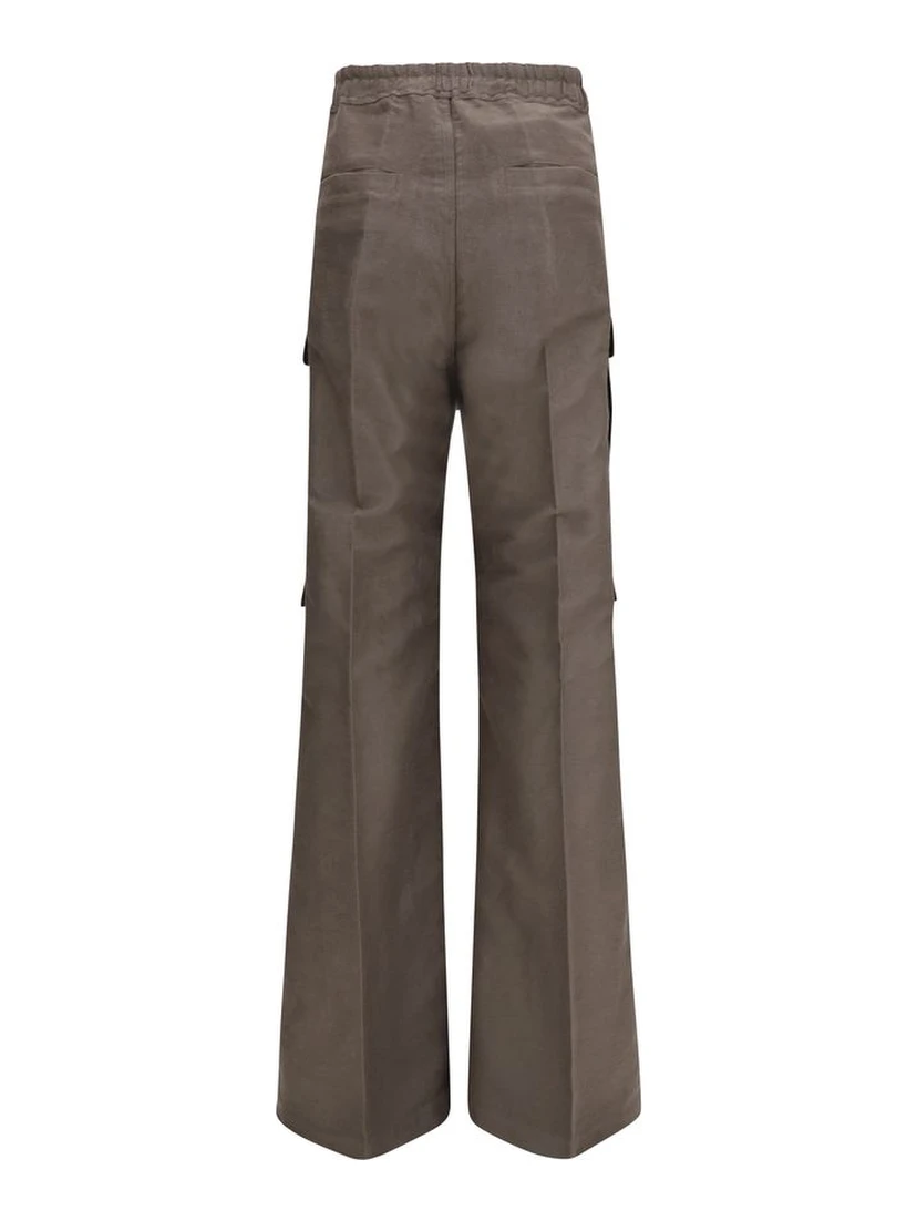 Gray Ramie Cargo Pants