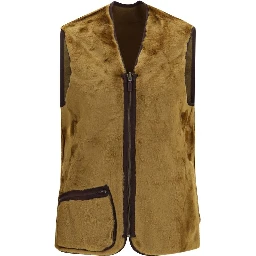 Brown Marabou Sleeveless Jacket