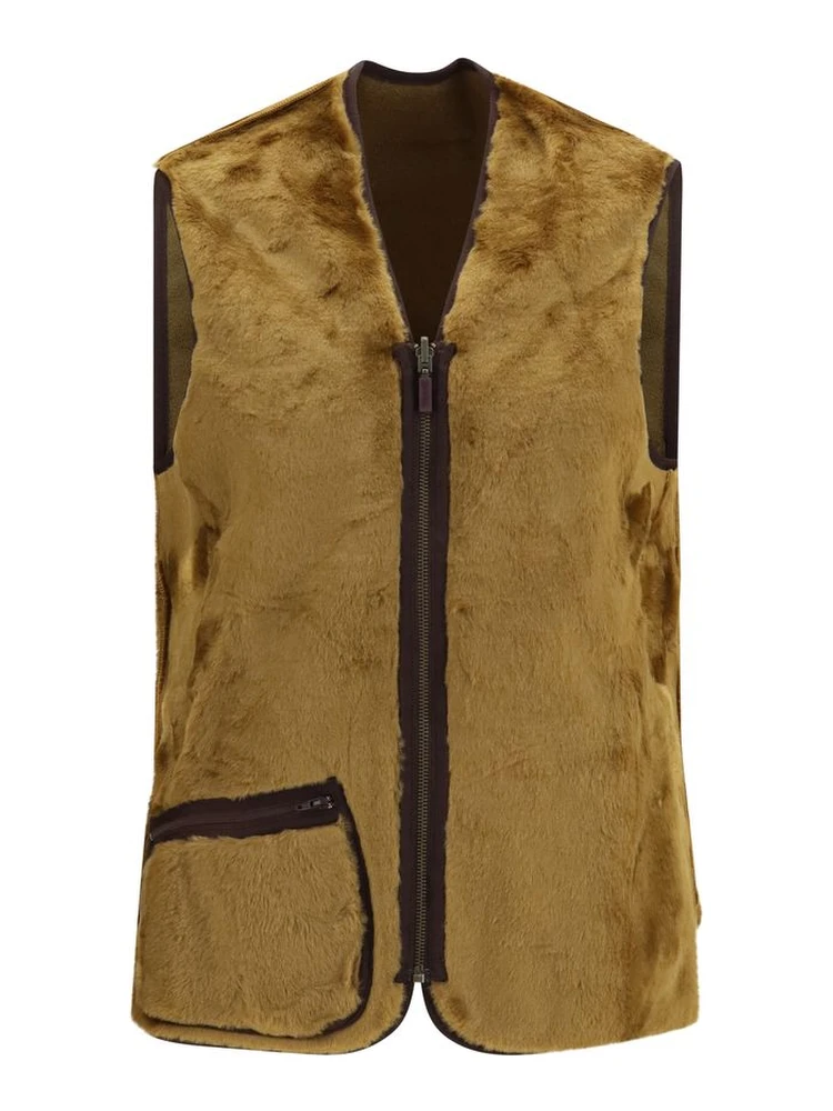 Brown Marabou Sleeveless Jacket alternative
