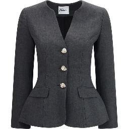 Gray Polyester Full-Length Jacket