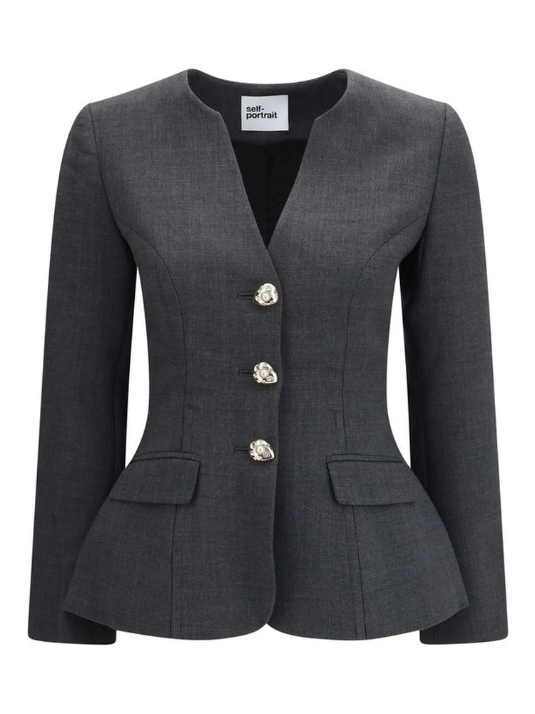 Gray Polyester Full-Length Jacket