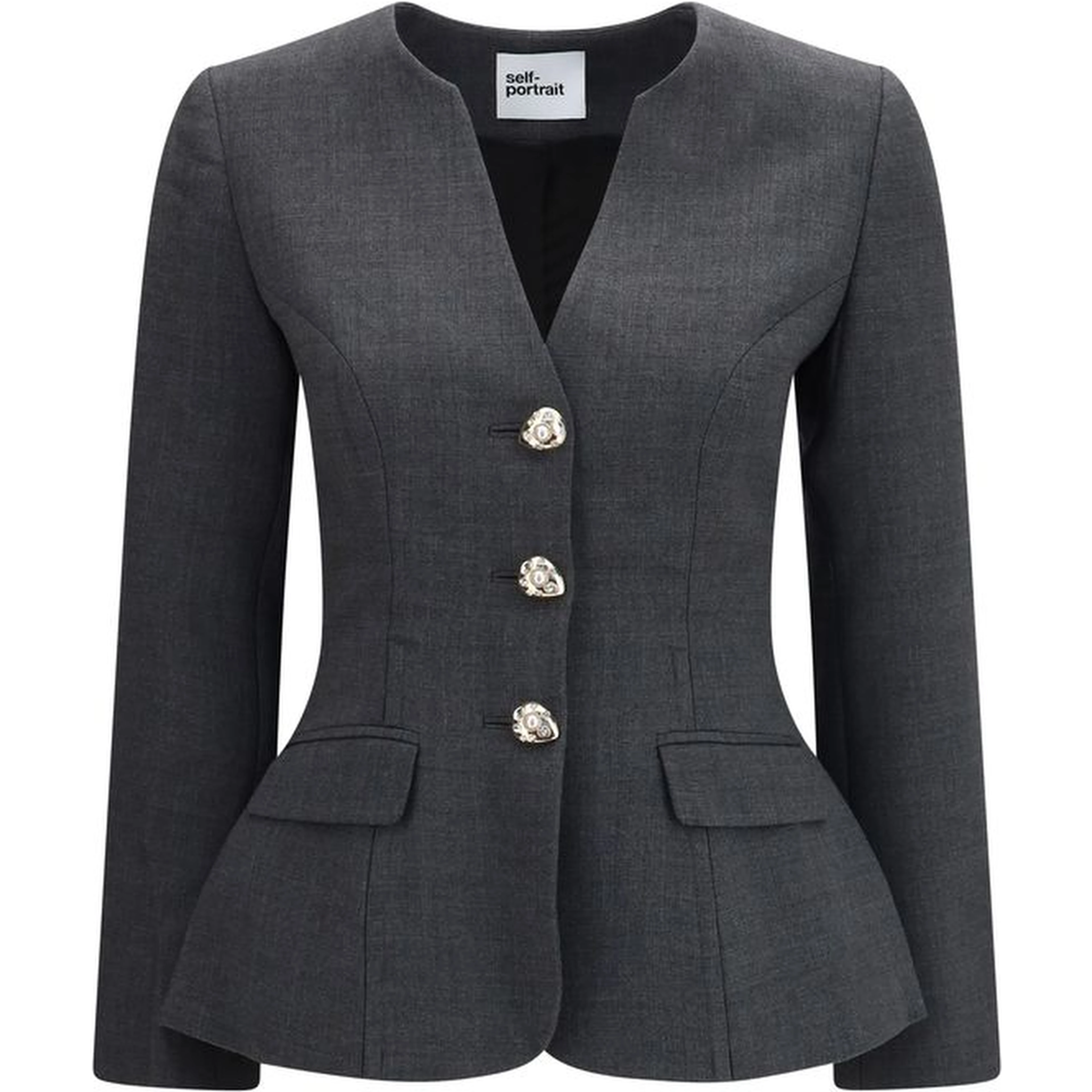 Gray Polyester Full-Length Jacket