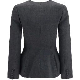 Gray Polyester Full-Length Jacket