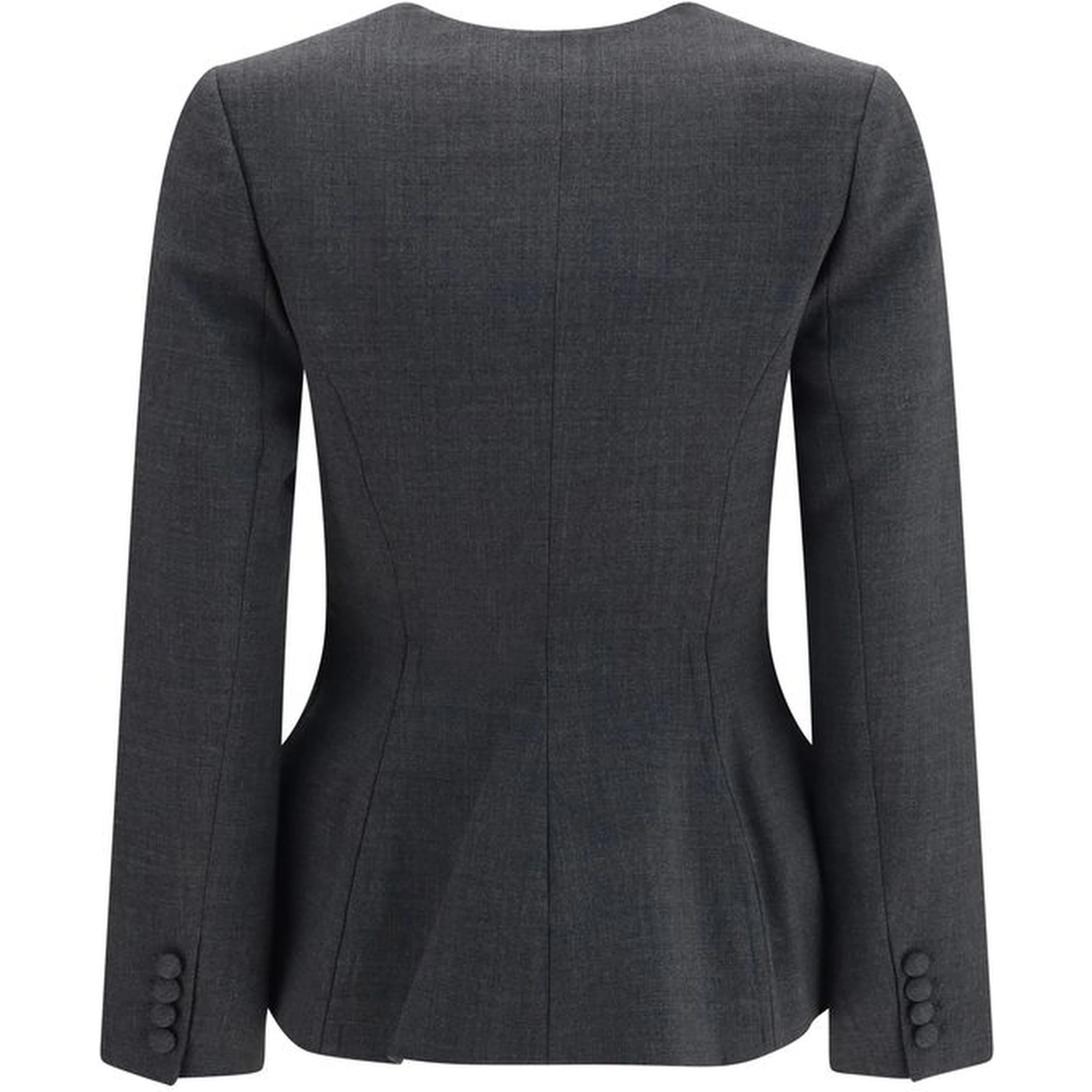 Gray Polyester Full-Length Jacket