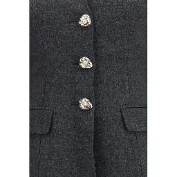 Gray Polyester Full-Length Jacket