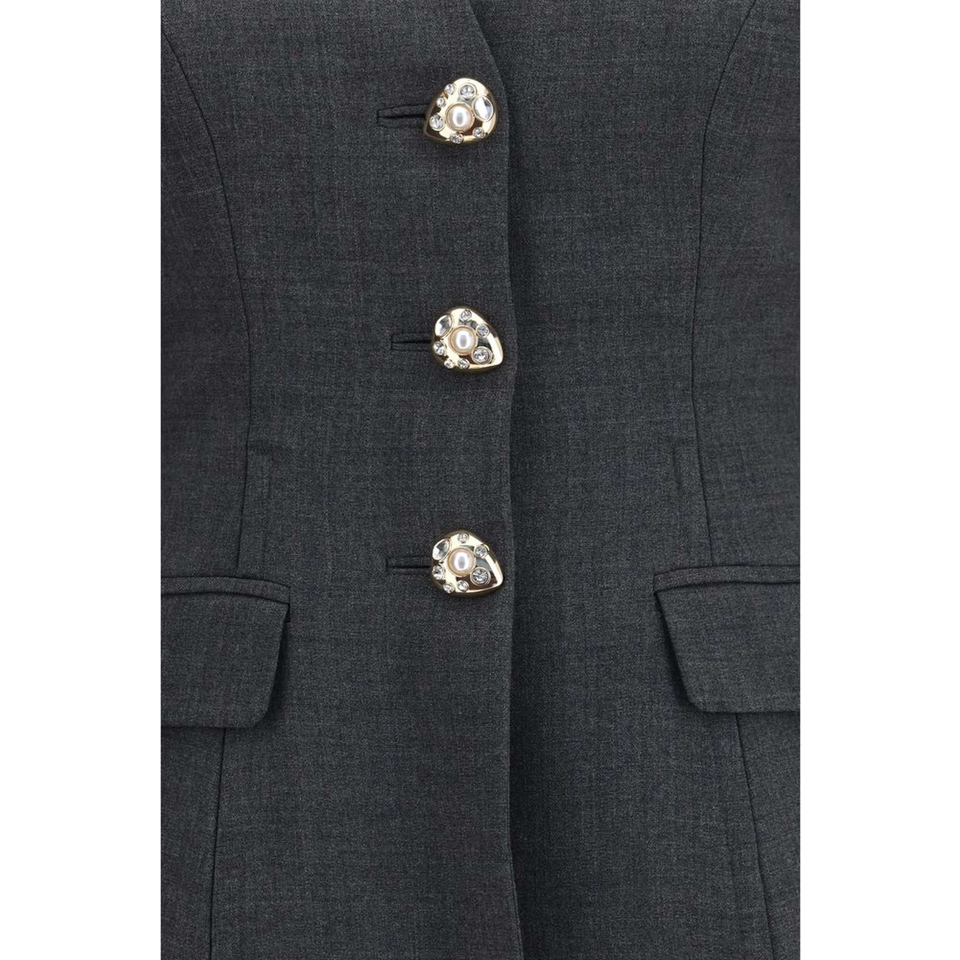 Gray Polyester Full-Length Jacket
