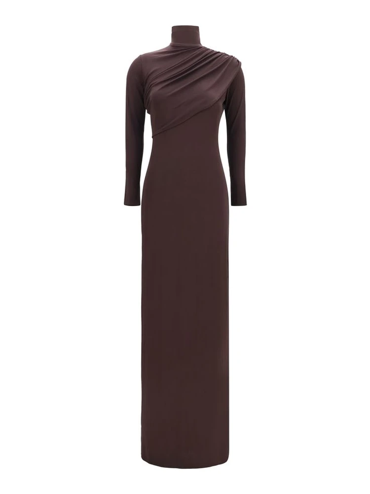 Brown Viscose Casual Dress