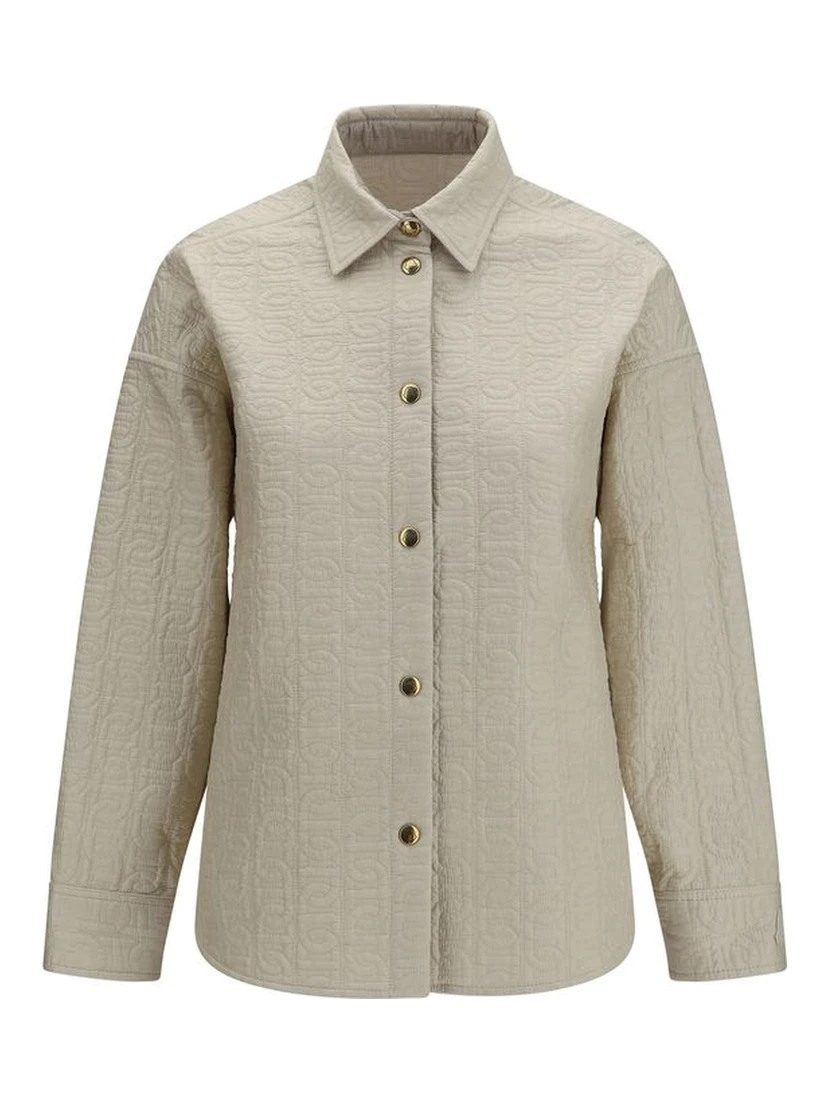 Beige Polyamide Full-Length Jacket