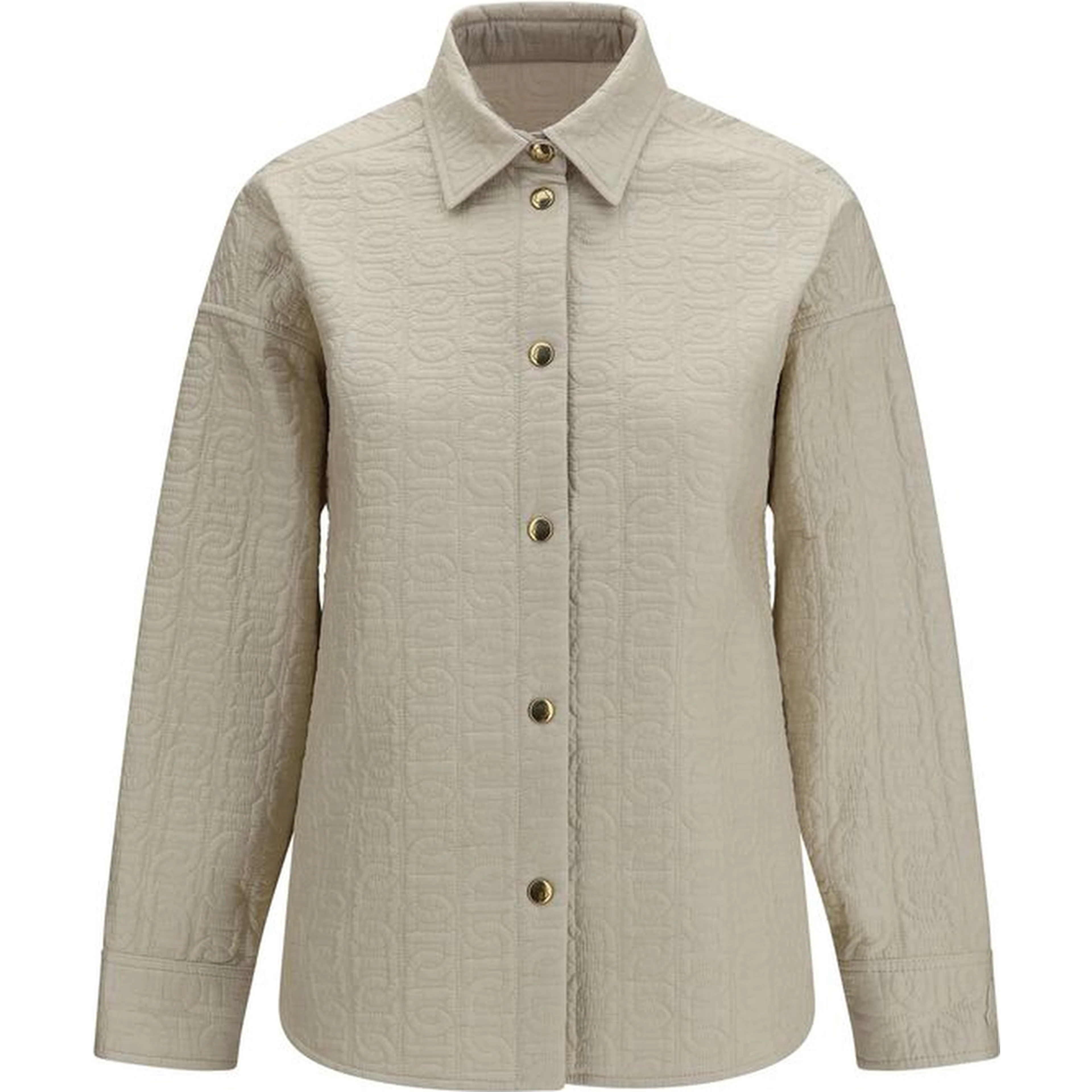 Beige Polyamide Full-Length Jacket