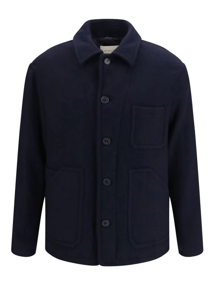 Blue Wool Oves Aries Full-Length Jacket