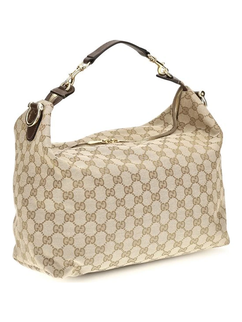 Beige Fabric Shoulder Bag