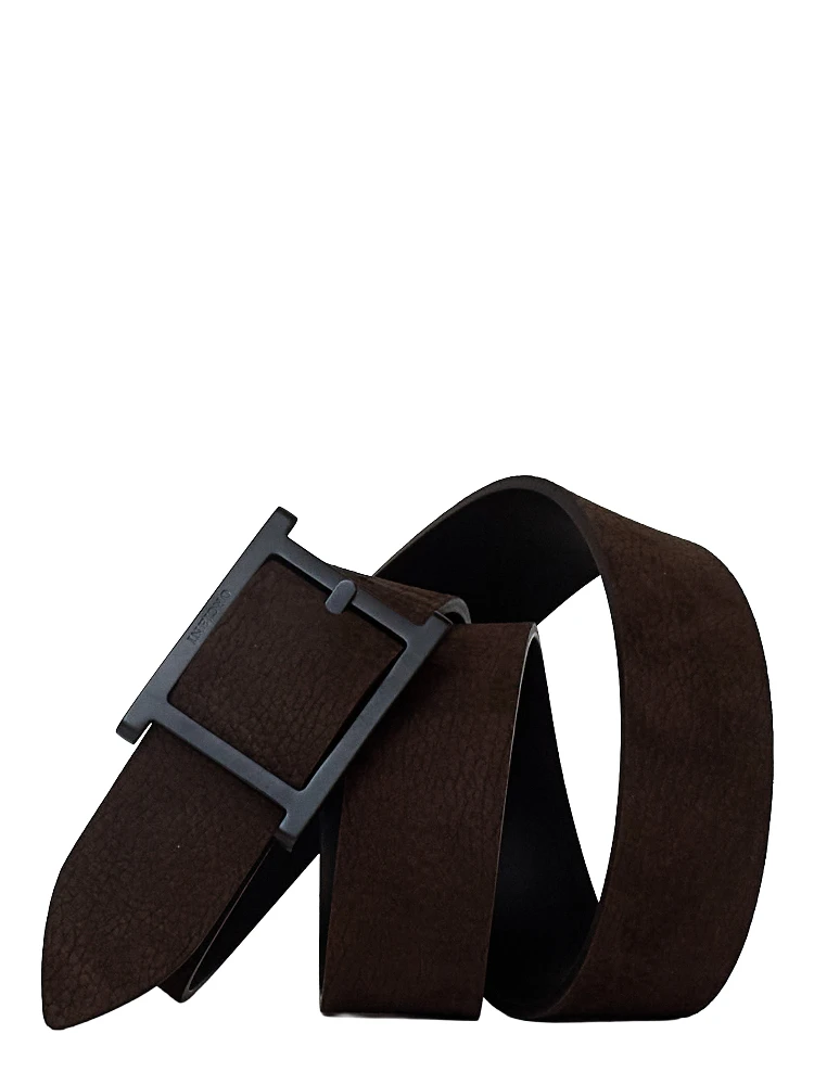 Cintura Nabucco Double C Pelle Nabuk Cuoio 3,5 Cm