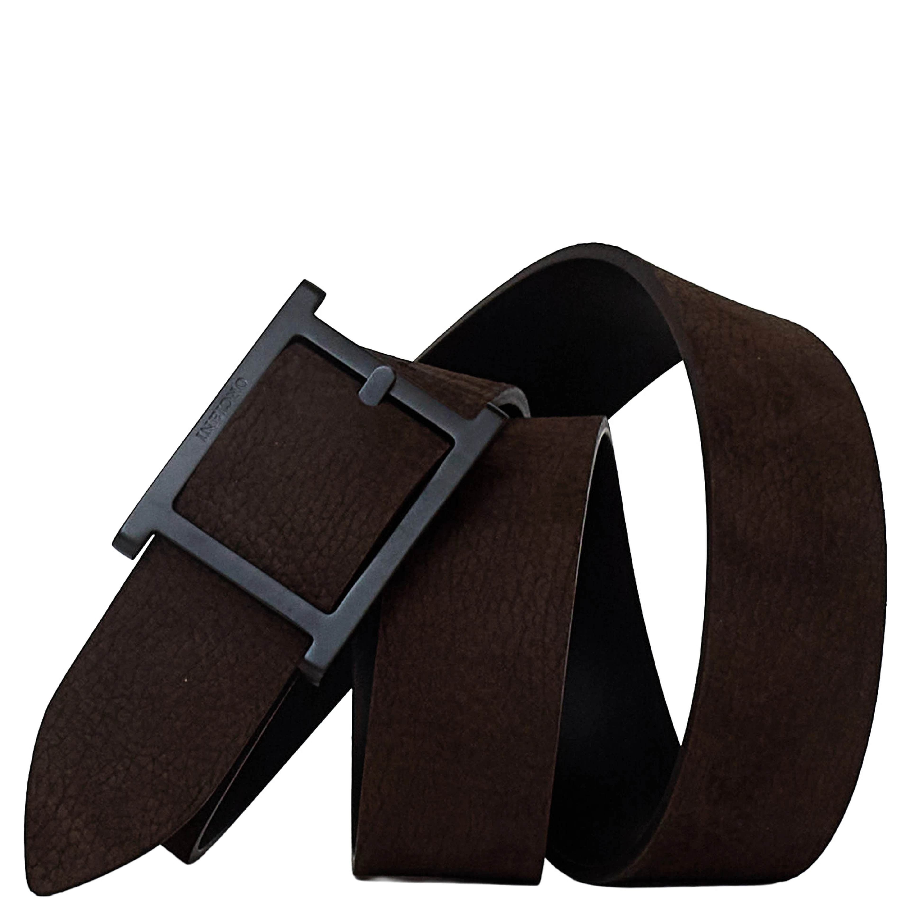 Cintura Nabucco Double C Pelle Nabuk Cuoio 3,5 Cm