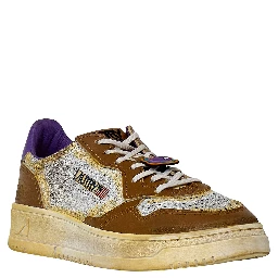 Sneakers Super Vintage Low In Pelle Effetto Crack Chipmunk, Picasso