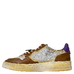 Sneakers Super Vintage Low In Pelle Effetto Crack Chipmunk, Picasso