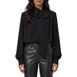 Silk-blouse blouse with bow