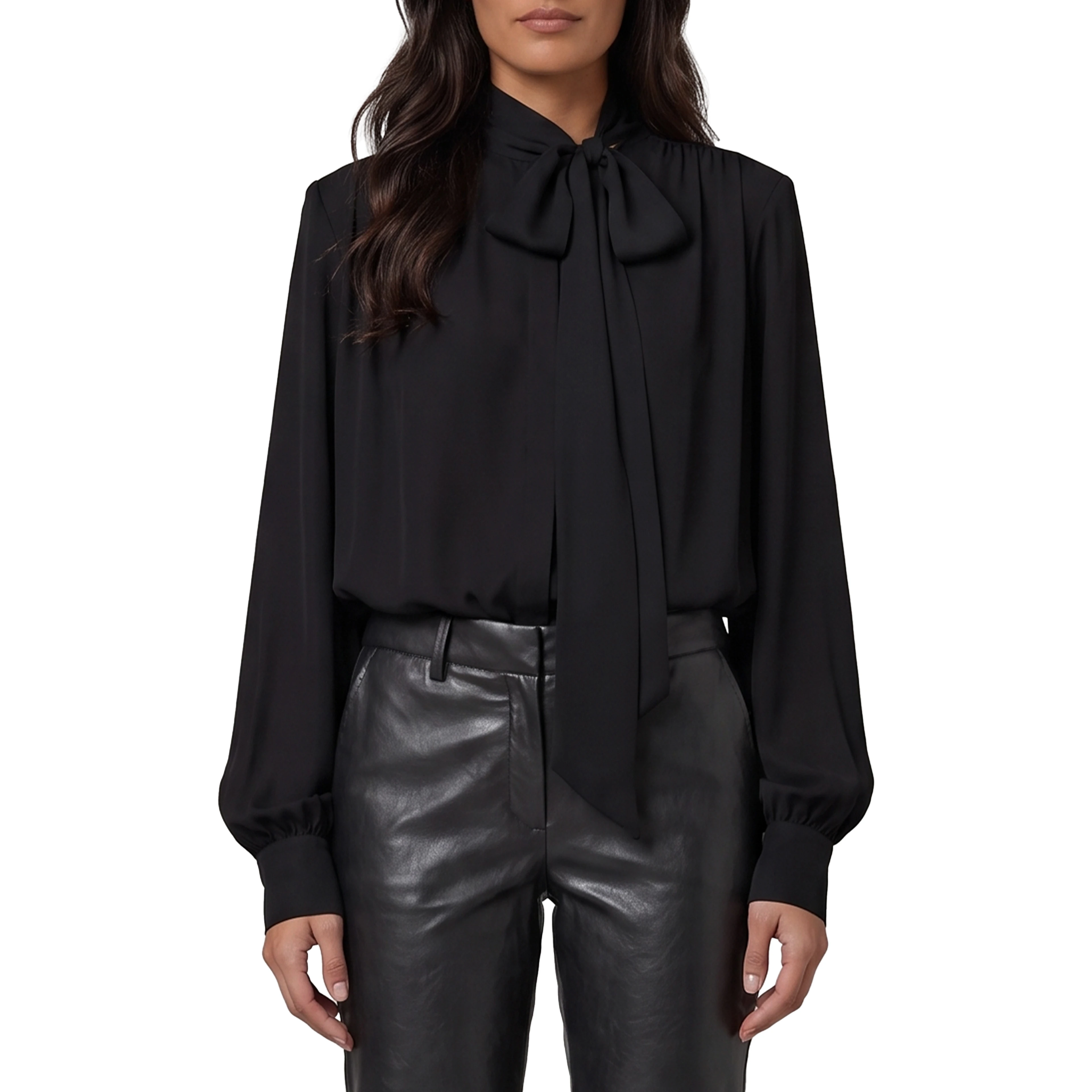 Silk-blouse blouse with bow
