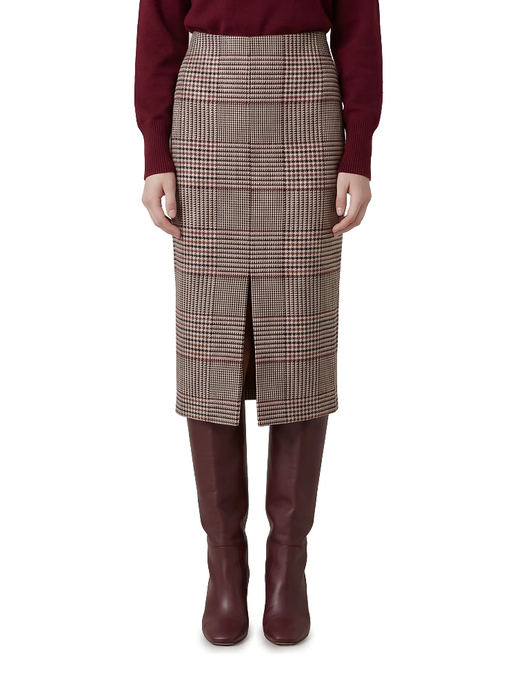 Glen plaid midi skirt