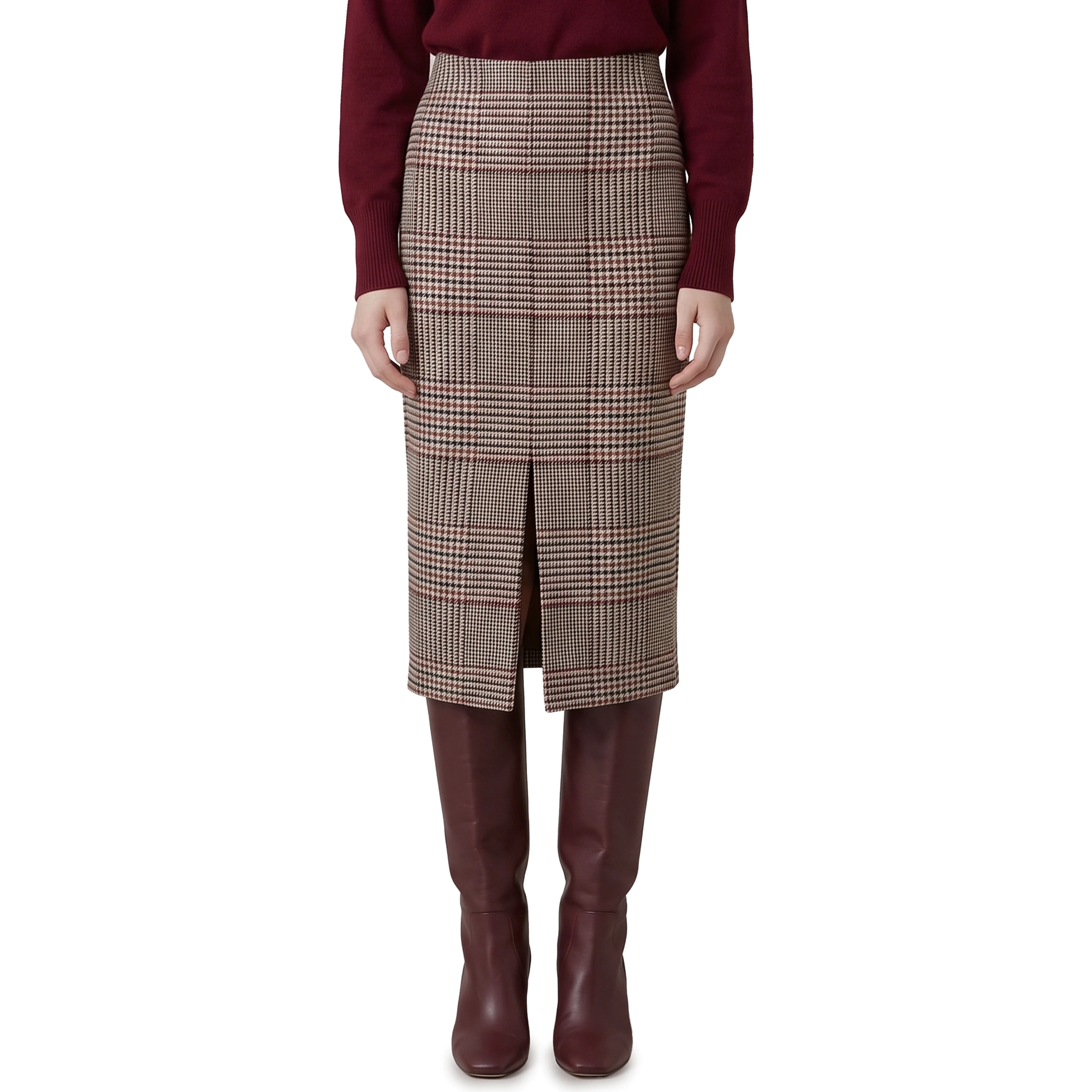 Glen plaid midi skirt