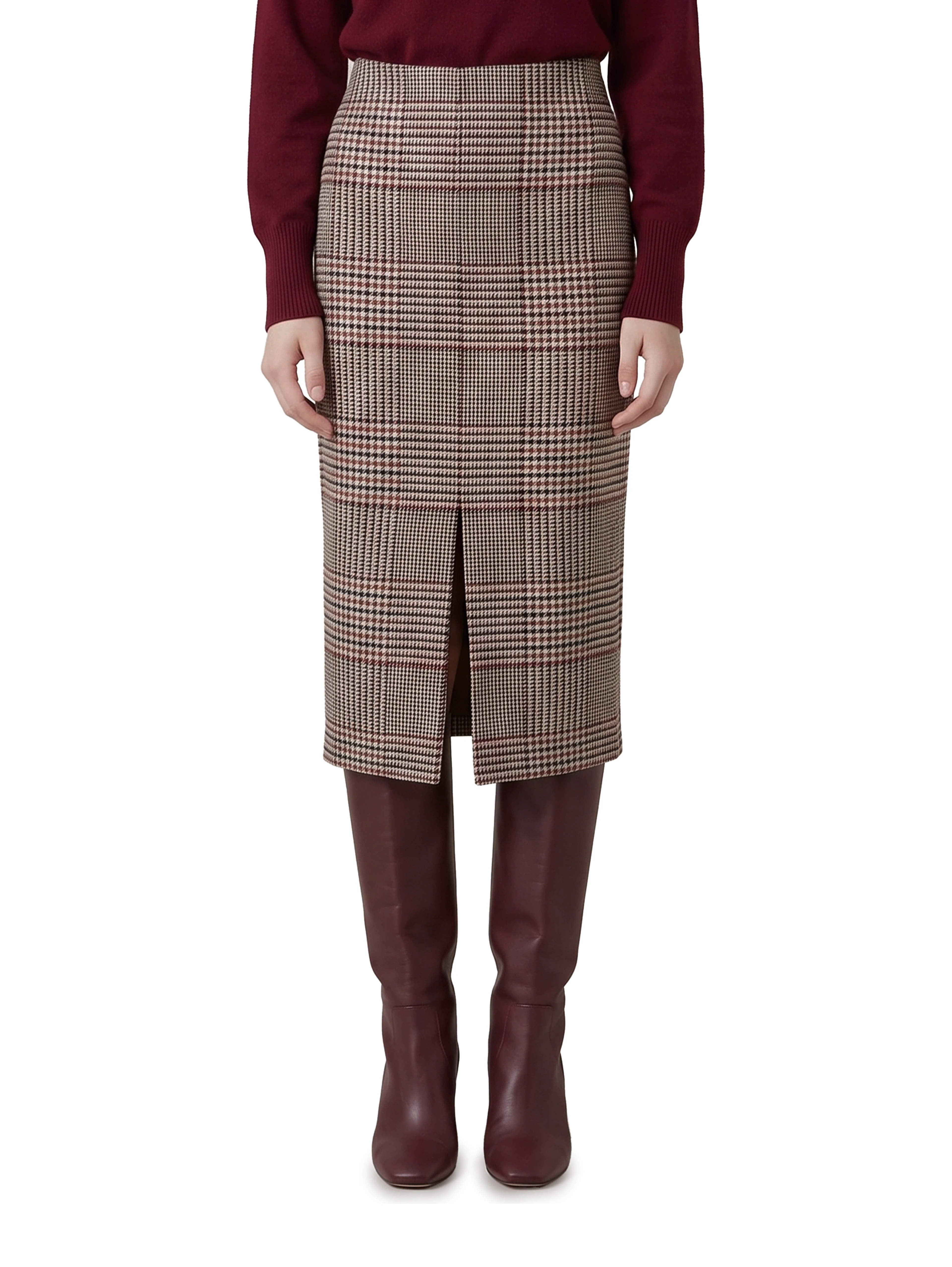 Glen plaid midi skirt