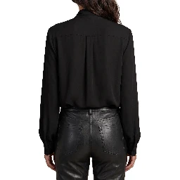 Silk-blouse blouse with bow