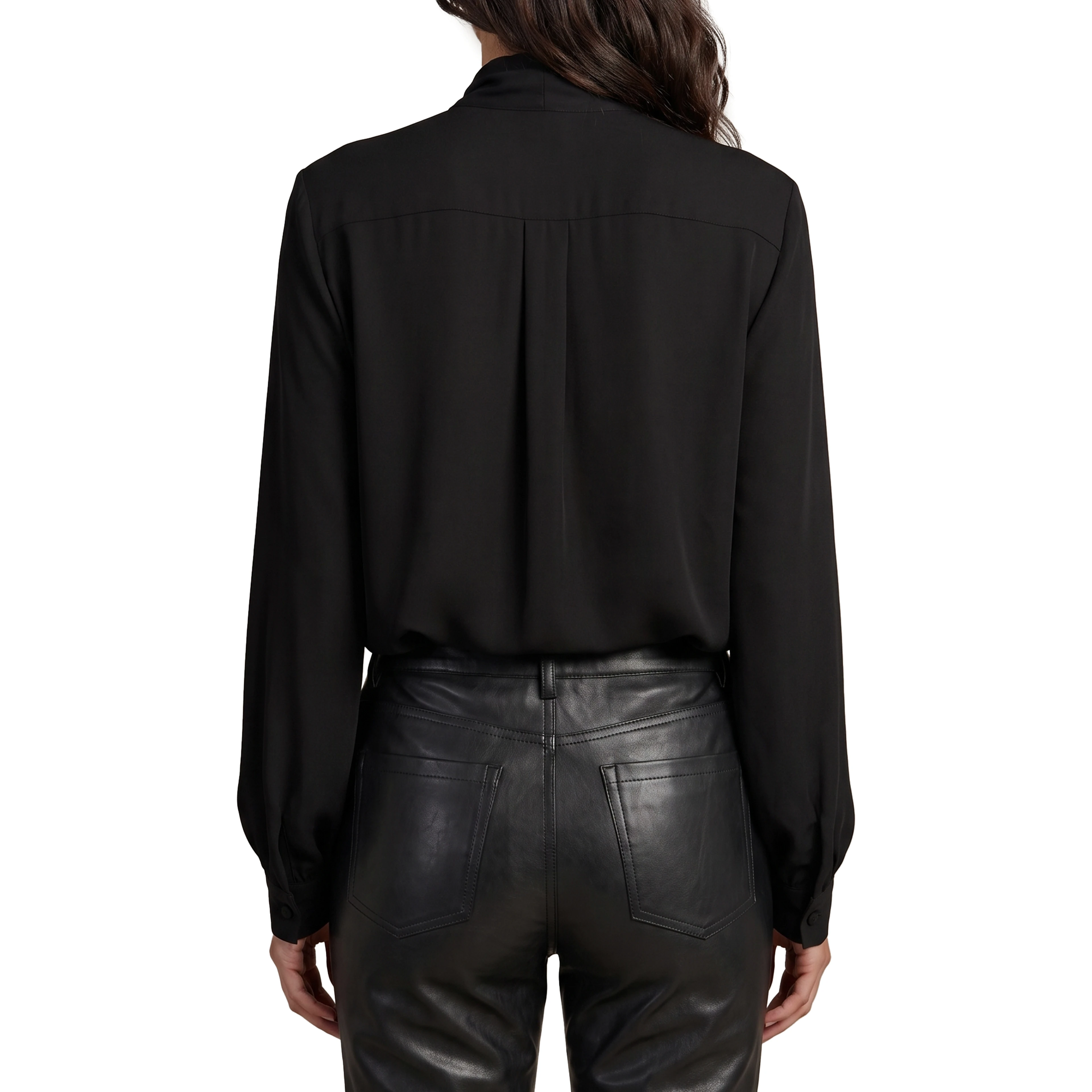 Silk-blouse blouse with bow