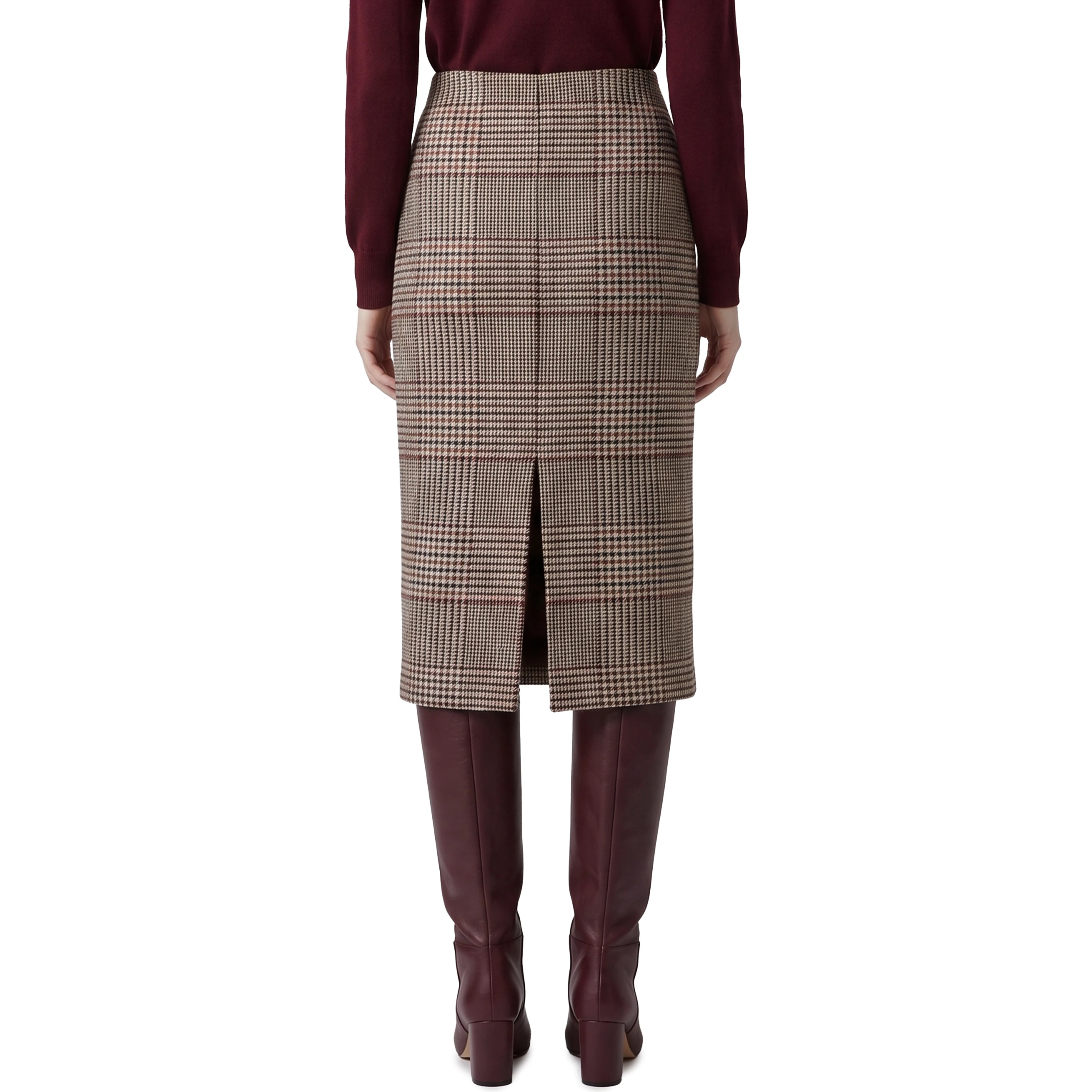 Glen plaid midi skirt