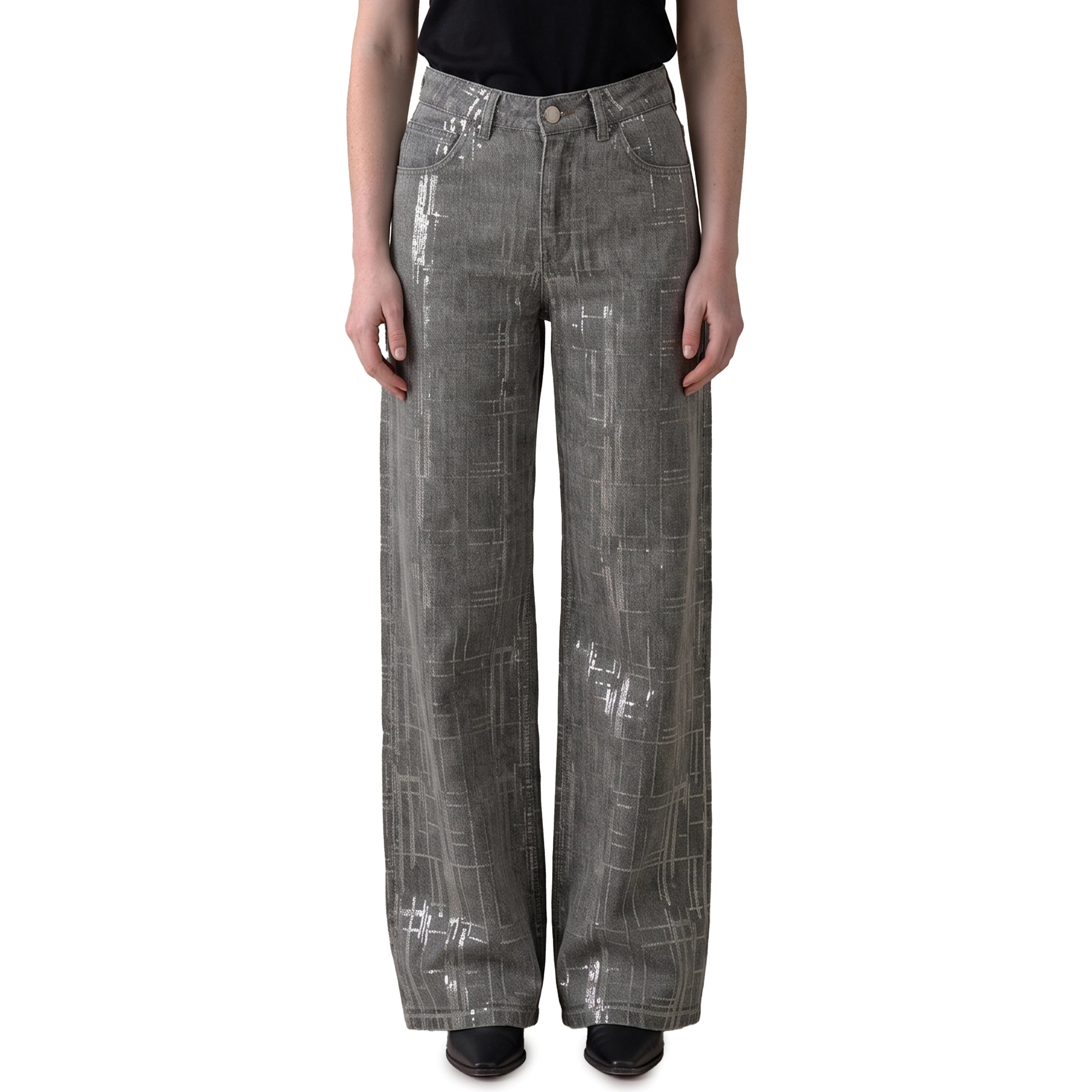 Jeans with sequin embroidery