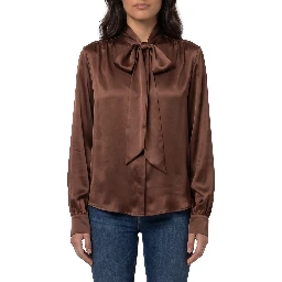 Silk-blouse blouse with bow