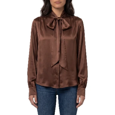 Silk-blouse blouse with bow