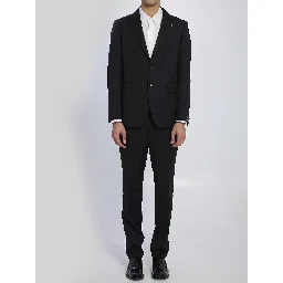 Black Napoli single-breasted suit in virgin wool