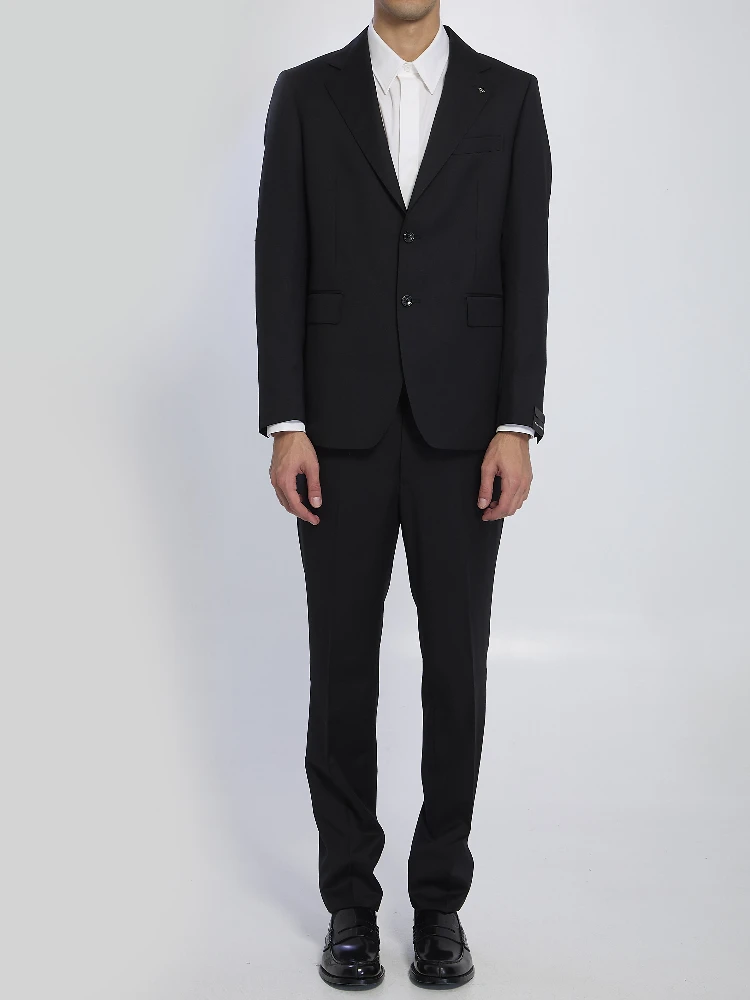 Black Napoli single-breasted suit in virgin wool