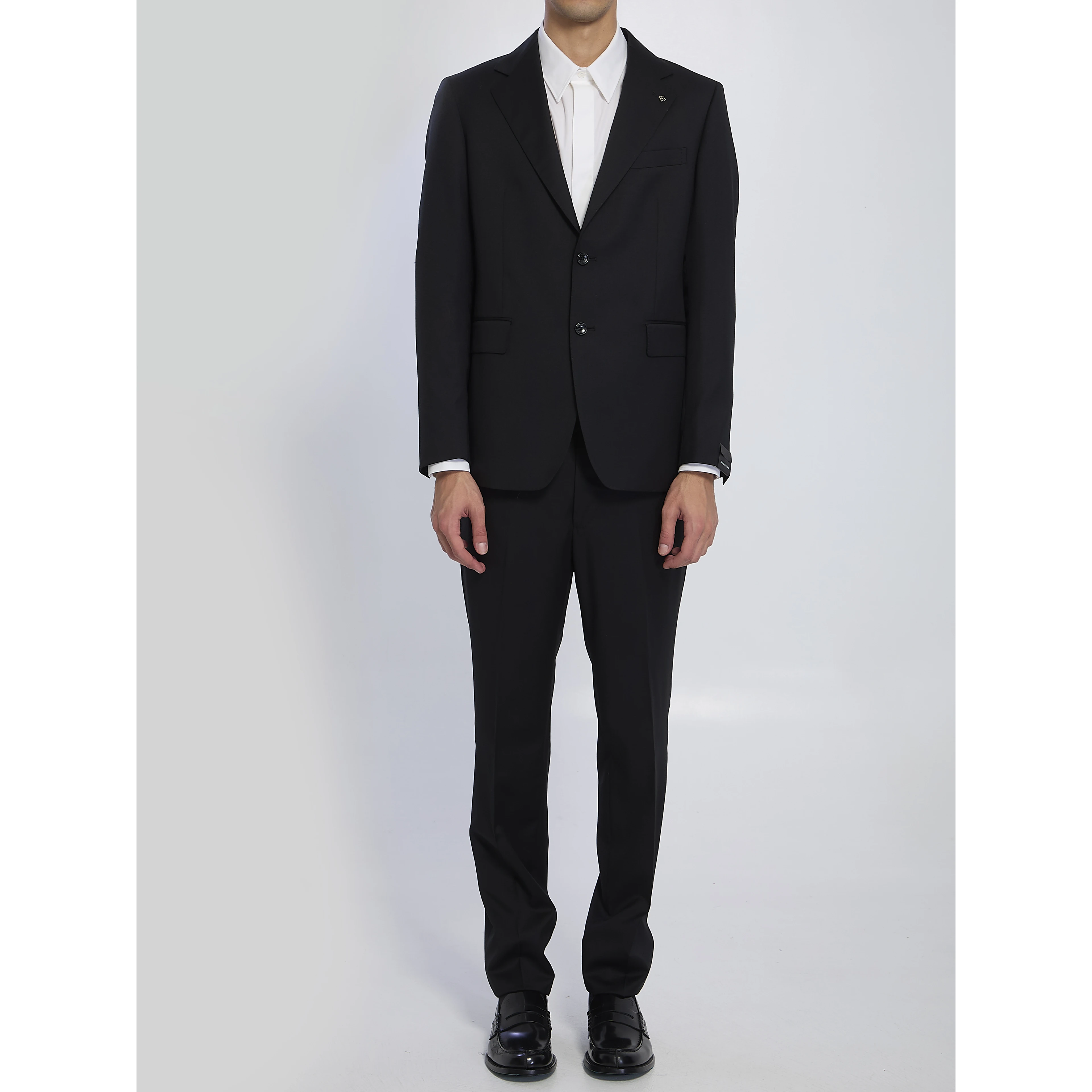 Black Napoli single-breasted suit in virgin wool