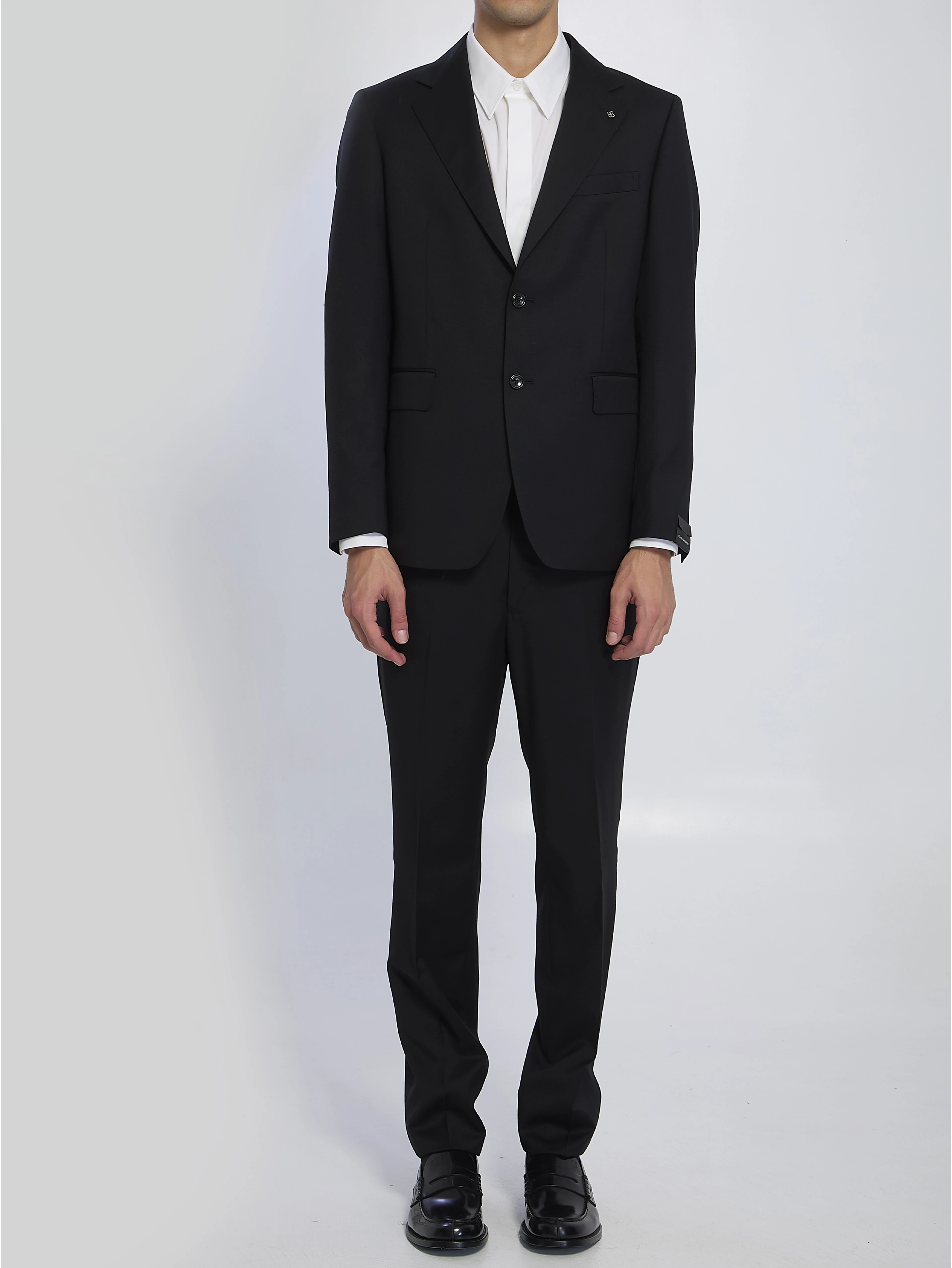 Black Napoli single-breasted suit in virgin wool