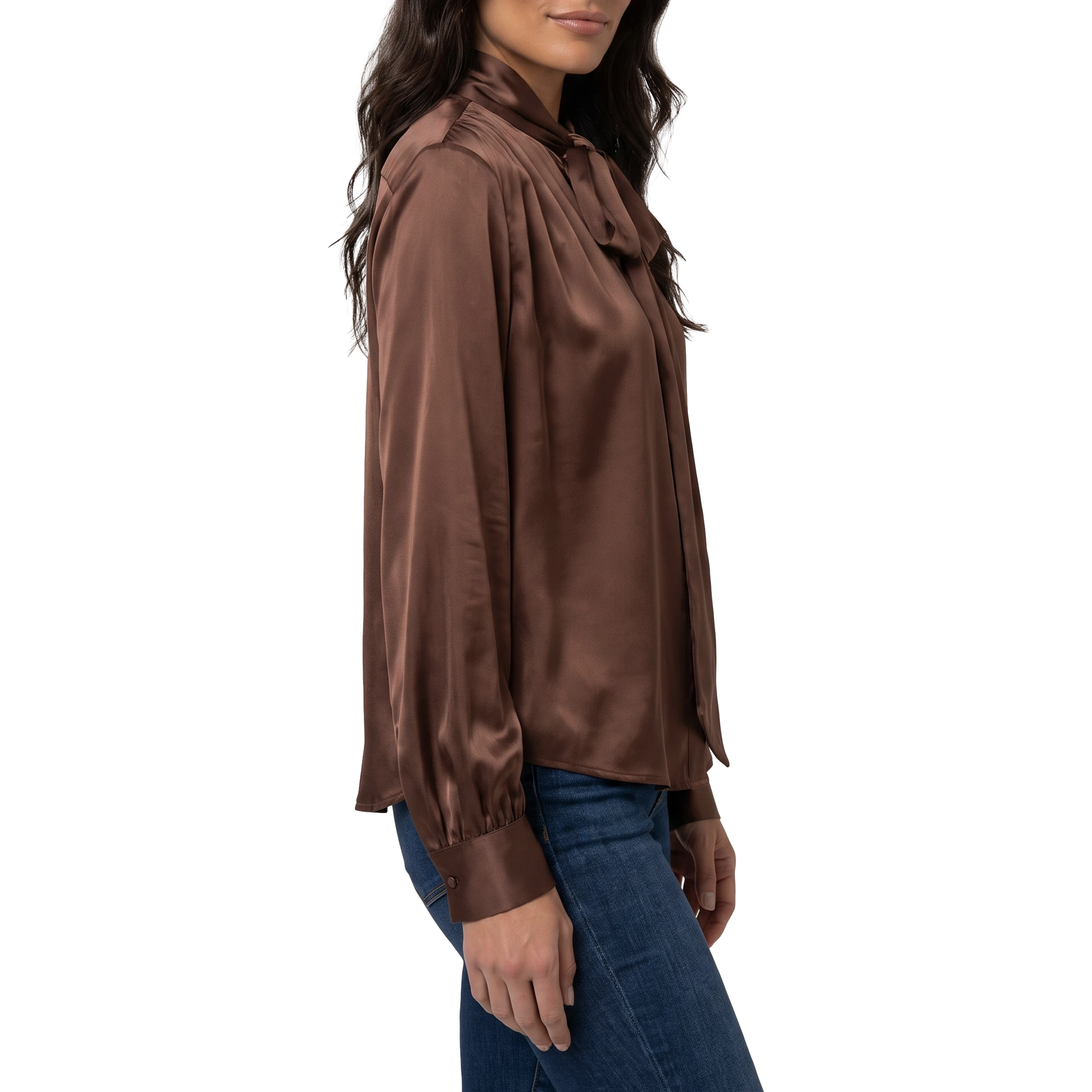 Silk-blouse blouse with bow