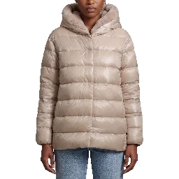 Ultralight down jacket with faux fur