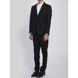 Black Napoli single-breasted suit in virgin wool