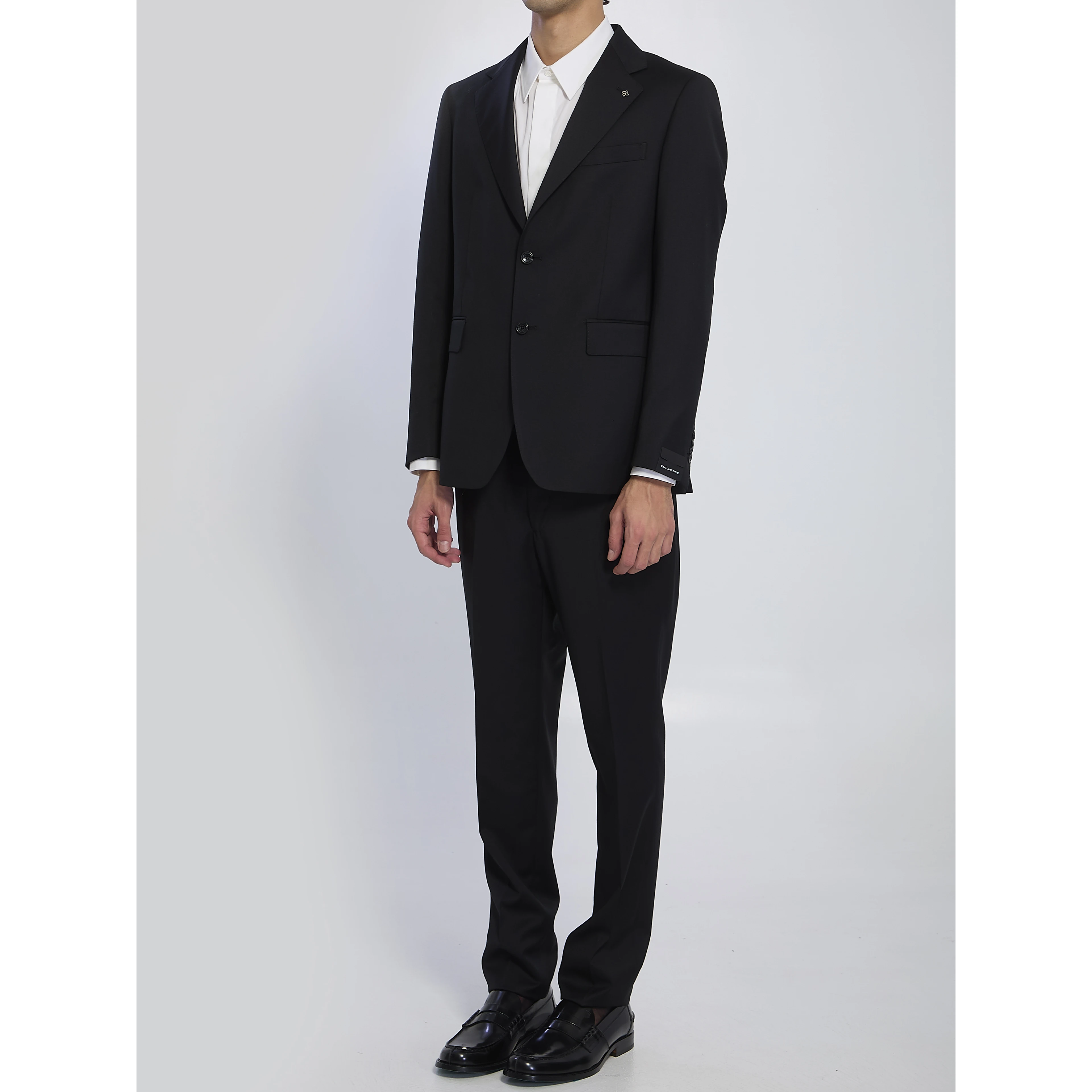 Black Napoli single-breasted suit in virgin wool